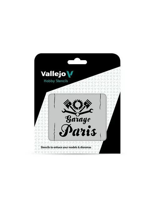 Vallejo Modellező sablon – Vintage Garage Sign