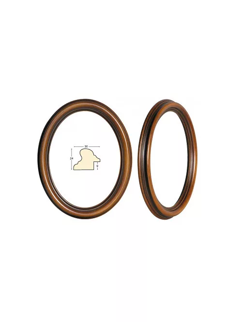 Masszív barna ovális keret - 18x24cm