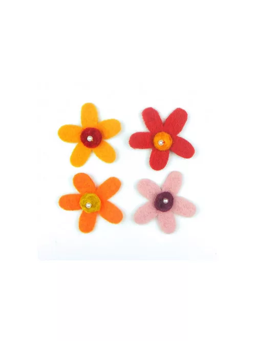 Narrow felt flowers - 4 pcs