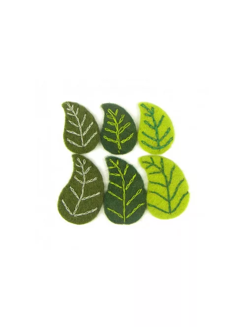 Felt leaves from natural wool - 6 pcs
