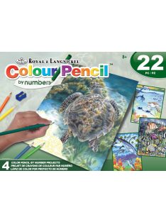   Tengeri állatos színező számokkal - Színezős ajándékkészlet gyerekeknek, négy színes képpel