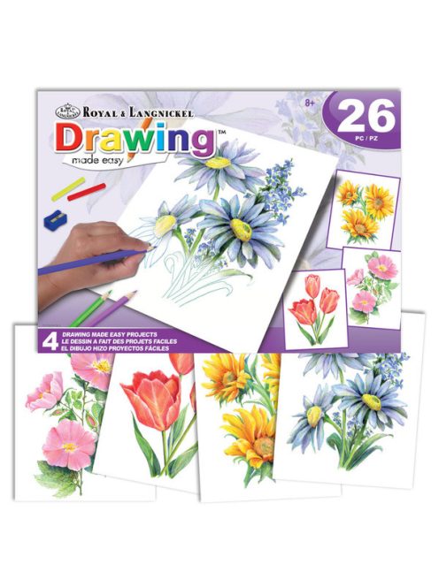 Hogyan rajzolj virágokat? - Színes rajzos ajándékkészlet gyerekeknek, négy színes képpel