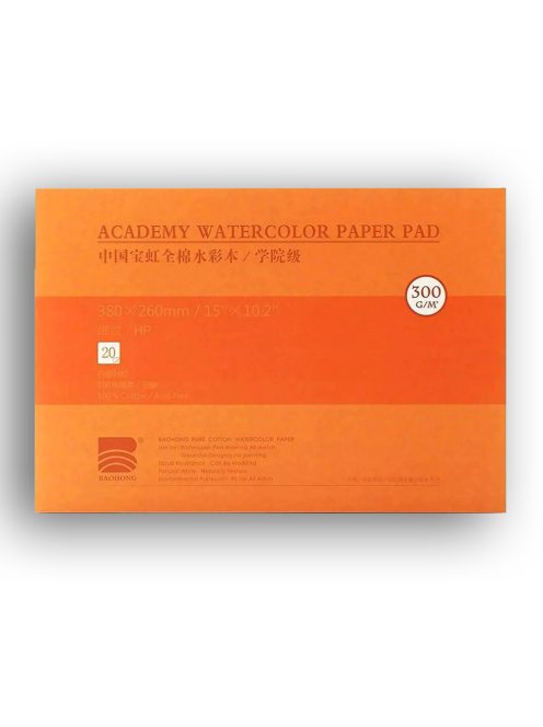 Akvarelltömb - Baohong Pure Cotton Hot Press Watercolor Paper Pad 380x260mm