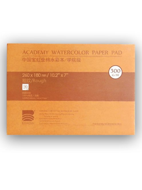 Akvarelltömb - Baohong Pure Cotton Rough Watercolor Paper Pad 260x180mm