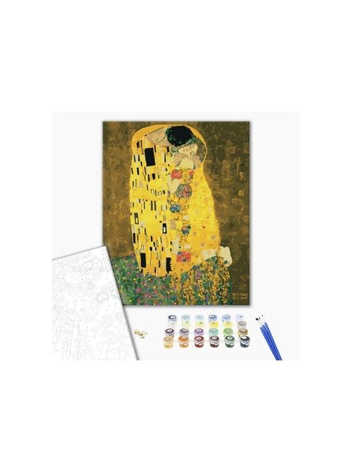 Számozott kifestő készlet vászonra 40x50 cm - Gustav Klimt: Csók
