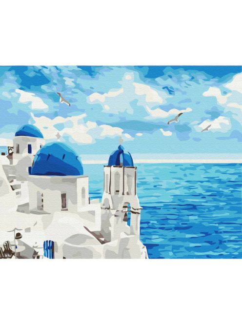 Számozott kifestő készlet vászonra 40x50 cm - Santorini felhőkkel