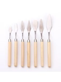   Művész festőkés készlet - Kisfejű, 7 db-os szett, natúr nyéllel