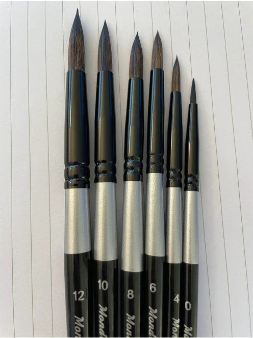 Hegyes kerek ecset akvarellhez, Mondrian 3000 - Kevert szőrű: Mókuszőr és Black Taklon szálak vegyesen - 0-ás méret