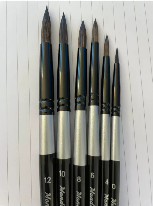 Hegyes kerek ecset akvarellhez, Mondrian 3000 - Kevert szőrű: Mókuszőr és Black Taklon szálak vegyesen - 8