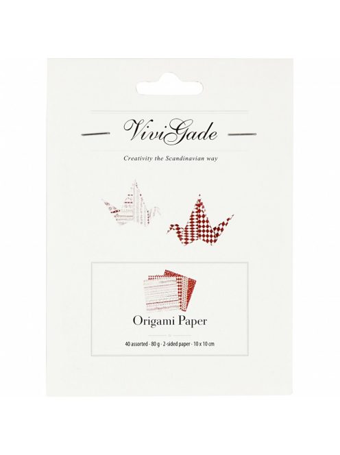 Origami papír - 4 féle piros minta