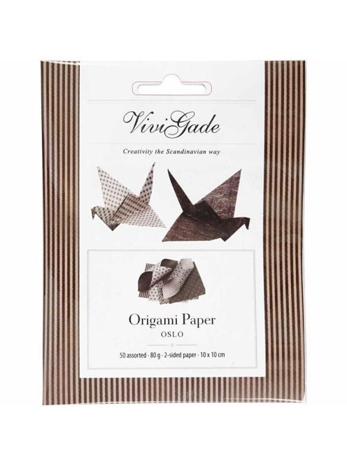 Origami papír - Oslo, barna árnyalatok, egyik oldalan geometrikus mintákkal