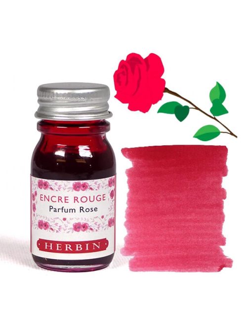 Illatosított tinta 10 ml - Jacques Herbin Perfumed Ink - Piros színű és rózsa illatú tinta