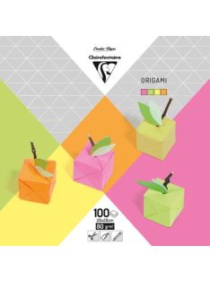   Origami papír - 100 lapos hajtogató készlet 20x20 cm - Neon színek