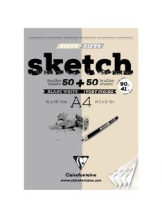   Clairefontaine 50/50 skicctömb, fele elefántcsont fele fehér színű, 90 g/m2 100 ív A4