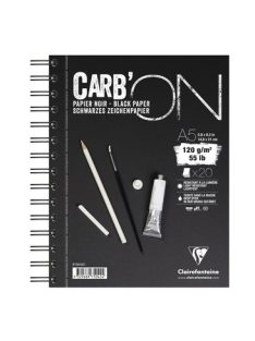 CARB'ON fekete rajztömb, anyagában színezett, spirálozott 120 g 20 ív 14,8 x 21 A5