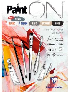   PaintON rajztömb 6 féle színű papírral, vegyes technikákhoz 250 g/m2 24 lap A4
