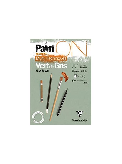 PaintON rajztömb, zöldes szürke színű, enyhén szemcsés papír, vegyes technikákhoz 250 gr A4
