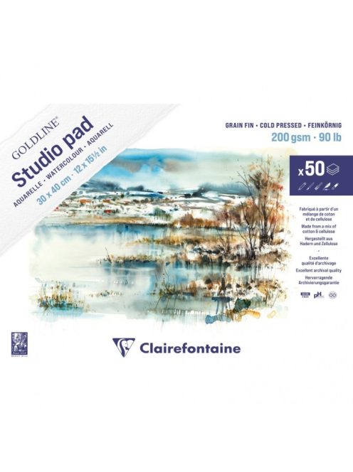 Clairefontaine Goldline akvarelltömb - 200 gr, 50 lap , 30 x 40 cm