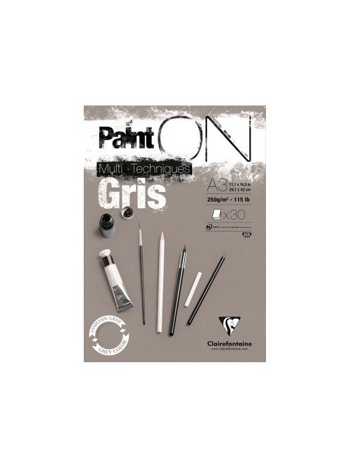 PaintON rajztömb, szürke színű, enyhén szemcsés papír, vegyes technikákhoz 250 gr A3