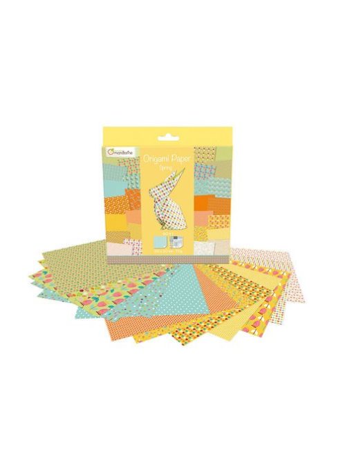 Origami papír - 60 lapos, piros mintás hajtogató készlet 20x20 cm - Tavasz
