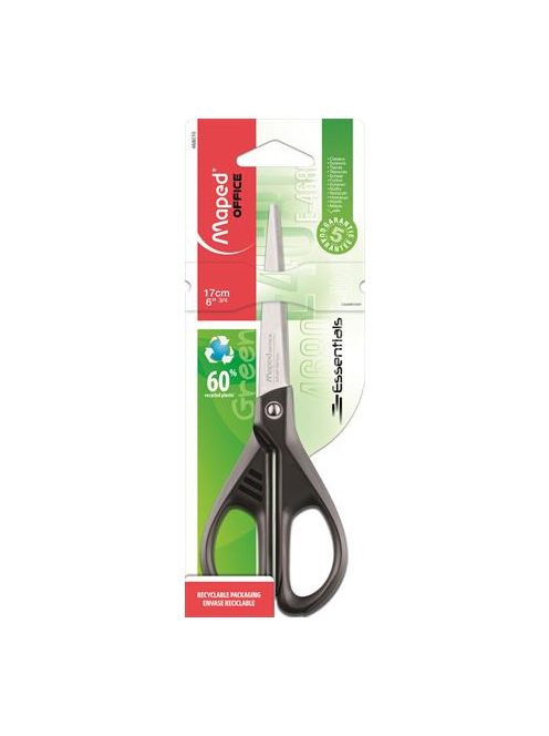 Olló, irodai, 17 cm, MAPED "Essentials Green"
