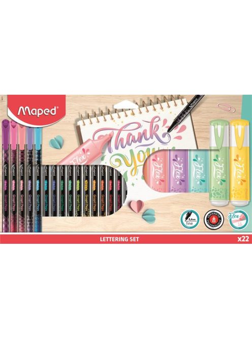 Kalligrafikus készlet, 22 darabos, MAPED "Lette...