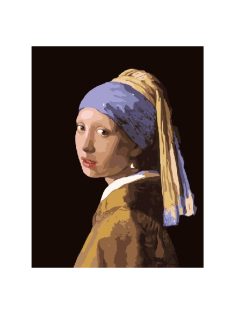 Számozott kifestő készlet vászonra 40x50 cm - Lány gyöngy fülbevalóval