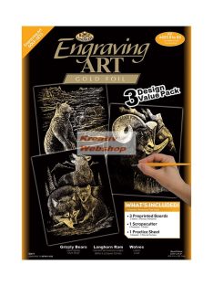 Képkarcoló készlet 3 az 1-ben - Arany színű - Vadállatok (Grizzly, farkas, kafferbival