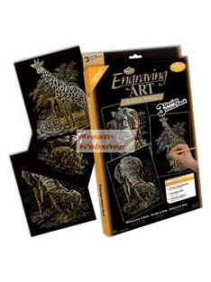 Képkarcoló készlet 3 az 1-ben - Arany színű - Afrikai nagyvadak a kicsinyeikkel