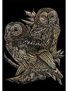 Kreatív hobby - Képkarc készlet - Arany - Baglyok