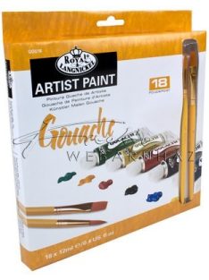   Művész Gouache festék készlet 2 db ecsettel - Royal 18 x 12 ml, tubusos