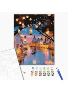 Számozott kifestő készlet vászonra 40x50 cm - Velence éjszaka