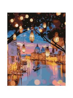 Számozott kifestő készlet vászonra 40x50 cm - Velence éjszaka