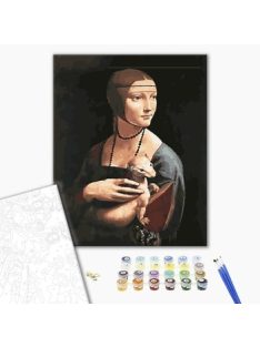 Számozott kifestő készlet vászonra 40x50 cm - Leonardo da Vinci: Hölgy hermelinnel