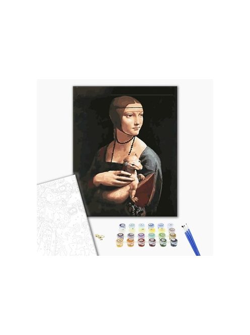Számozott kifestő készlet vászonra 40x50 cm - Leonardo da Vinci: Hölgy hermelinnel