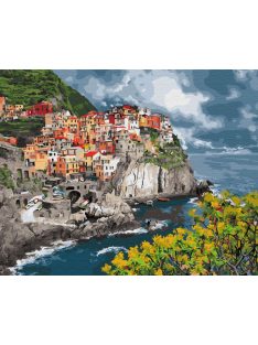 Számozott kifestő készlet vászonra 40x50 cm - Tengerparti város