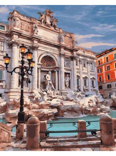 Számozott kifestő készlet vászonra 40x50 cm - Rómában a Trevi kútnál