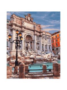 Számozott kifestő készlet vászonra 40x50 cm - Rómában a Trevi kútnál