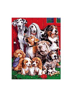 Számozott kifestő készlet vászonra 40x50 cm - Kutya sereglet