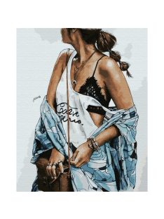 Számozott kifestő készlet vászonra 40x50 cm - Gyönyörű lány