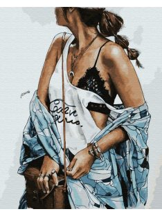 Számozott kifestő készlet vászonra 40x50 cm - Gyönyörű lány