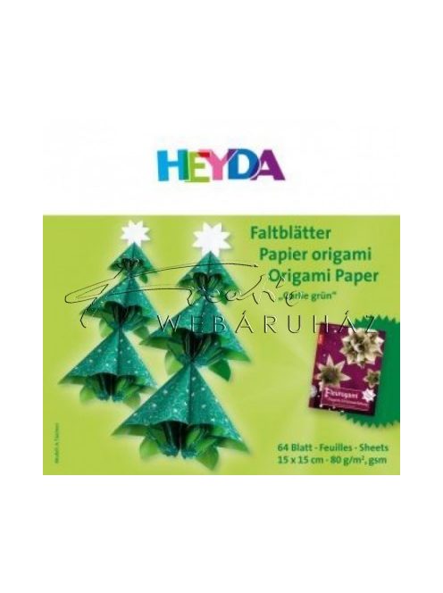 Origami papír - Curlie Zöld - fenyőzöld hajtogató készlet 15x15 cm