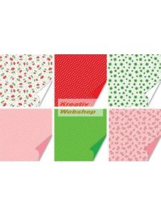   Origami papír - Apró pöttyös, lóherés, gombás - vegyes hajtogató készlet 15x15 cm