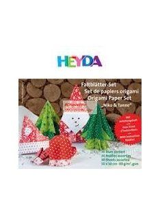   Origami papír - Karácsonyi hajtogató készlet - Fenyőfa és Mikulás, 15x15 cm