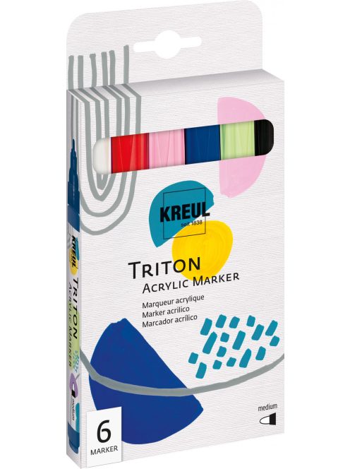 KREUL Triton Akril Marker készlet - Közepes (2-4 mm) 6 db-os készlet