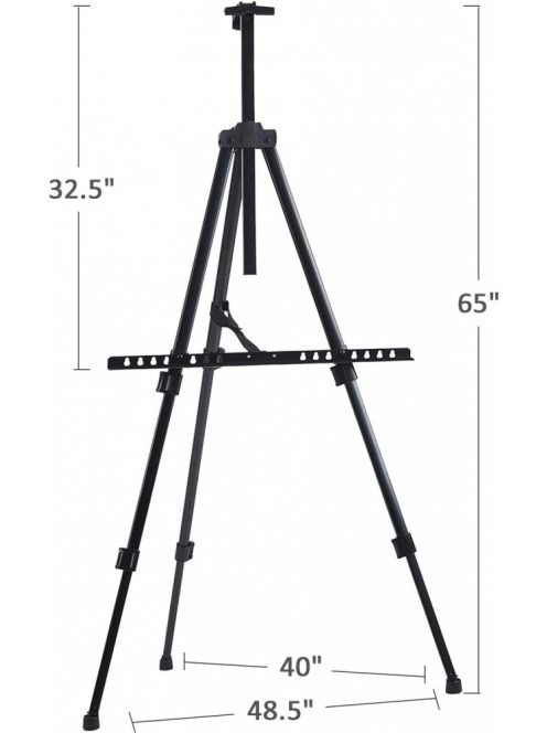 M-ART Tábori festőállvány fémből, teleszkópos lábakkal és hordtáskával, 165 cm