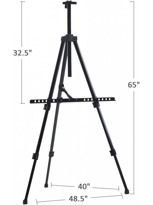 M-ART Tábori festőállvány fémből, teleszkópos lábakkal és hordtáskával, 165 cm