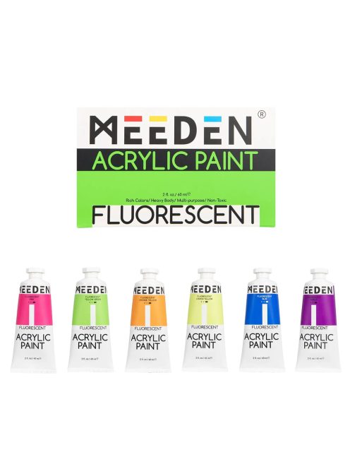 Akrilfesték készlet, sűrű - MEEDEN 6-color Fluorescent Acrylic Paint, 60 ml tube