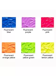   Akrilfesték készlet, sűrű - MEEDEN 6-color Fluorescent Acrylic Paint, 60 ml tube