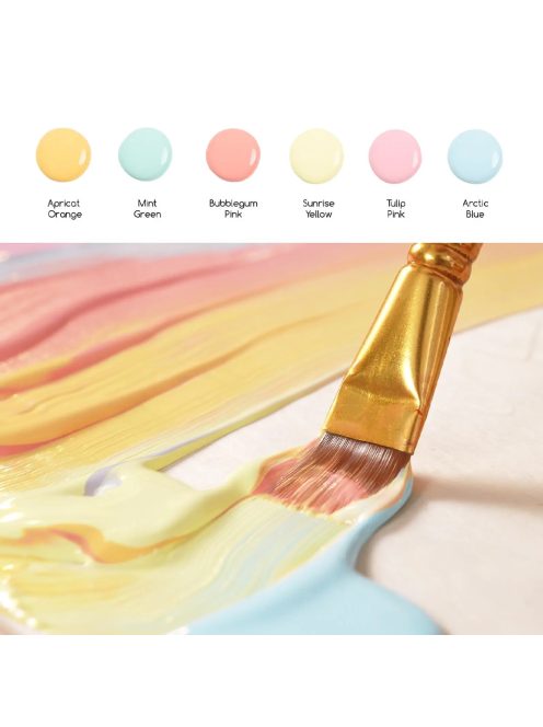 Akrilfesték készlet - MEEDEN Fluid Pastel Acrylic Paint Set, 6 Vibrant Colors (2 oz, 60 ml)